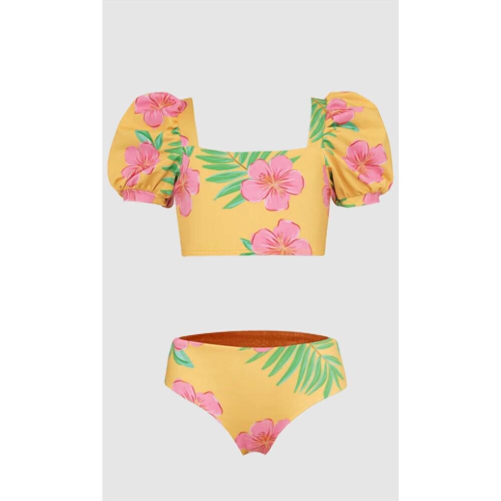 NEW PEPITA & ME girl's bubble bikini swimsuit in hibiscus amarillo